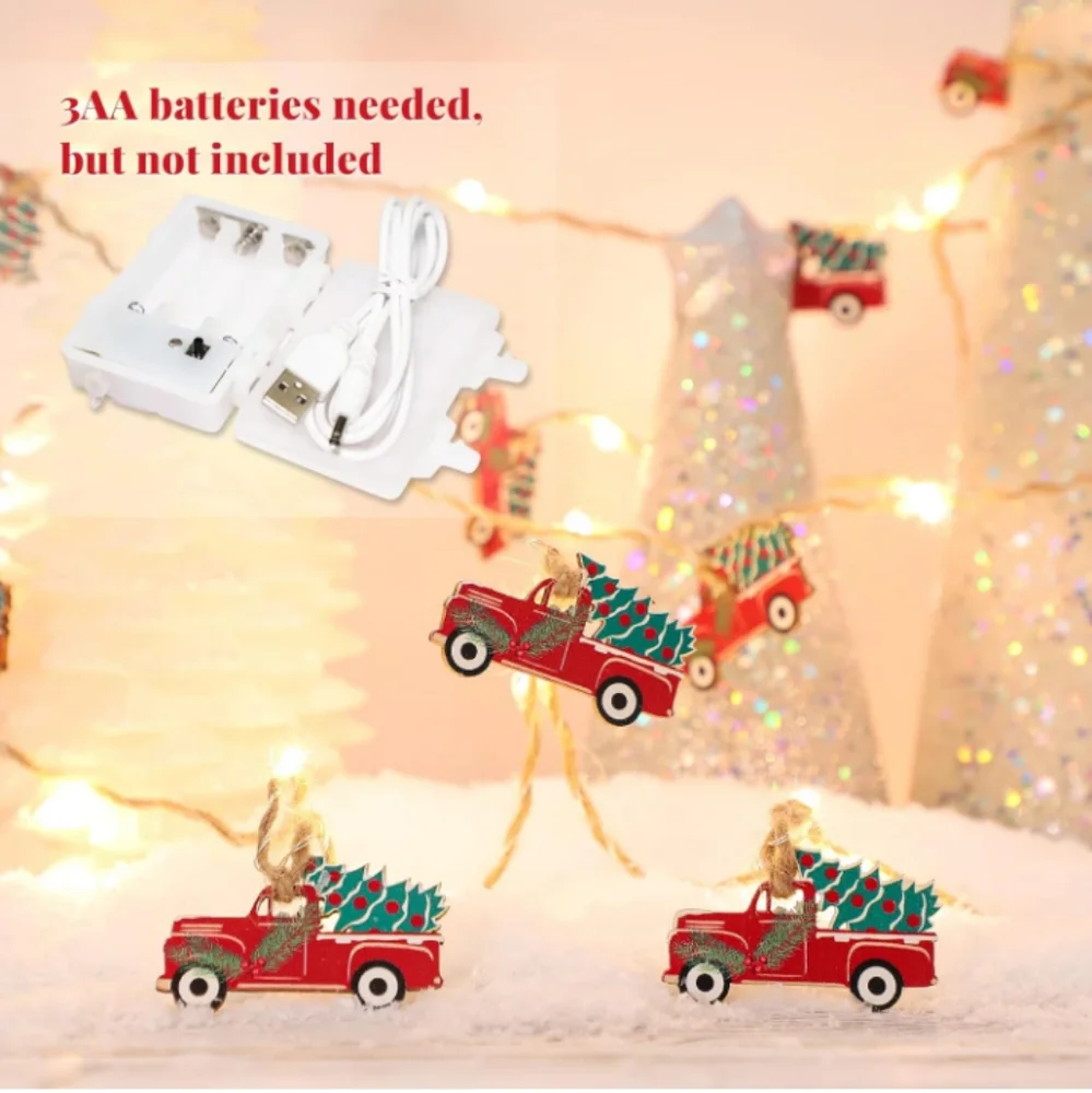 Festive Red Truck String Lights 10 Ft With Remote NWT